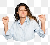 Joyful woman dancing png sticker, transparent background