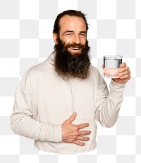 Png healthy bearded man sticker, transparent background