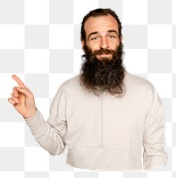 Png healthy bearded man sticker, transparent background