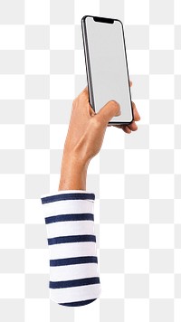 Hand using phone png sticker, transparent background