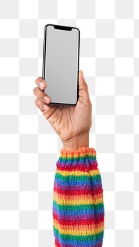 Hand png mockup holding blank screen phone