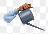 Gray watering can png sticker, gardening tool, transparent background