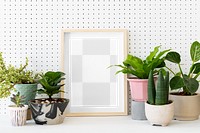 Picture frame png mockup, houseplant decor, transparent design