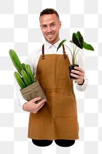 Png plant shop owner sticker, transparent background