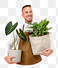 Smiling plantsman png sticker, transparent background