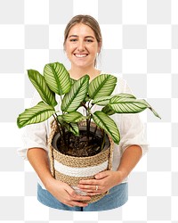 Plant lady png sticker, transparent background