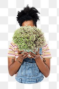 Plant lady png sticker, transparent background