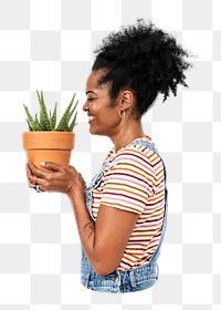 Plant lady png sticker, transparent background