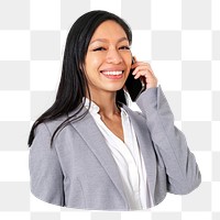 Png businesswoman in phone call sticker, transparent background