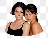 Lesbian couple png, two women, transparent background