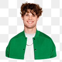 Png happy male model sticker, transparent background