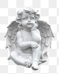 Baby angel statue png sticker, transparent background