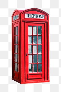 Red telephone booth png sticker, transparent background