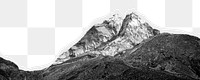 Mountain peak png border, torn paper design, transparent background