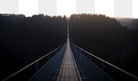 Suspension bridge png border sticker, transparent background