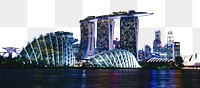 Skyline png border sticker, Singapore, transparent background