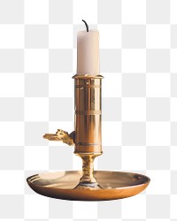 Gold candle holder png sticker, transparent background