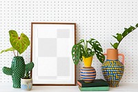 Picture frame png mockup, houseplant decor, transparent design