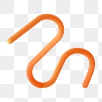 PNG 3D gradient orange squiggle shape sticker, transparent background