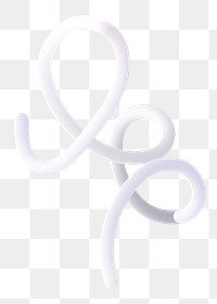 Squiggle 3d png white shape sticker, transparent background