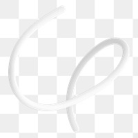 White squiggle png 3D shape sticker, transparent background