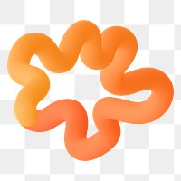 3D shape png abstract orange sticker, transparent background