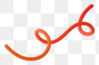 Gradient squiggle png 3D red shape sticker, transparent background