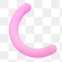 Pink semicircle png 3D shape sticker, transparent background