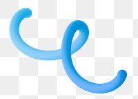 Blue squiggle png 3D shape sticker, transparent background