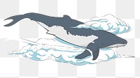 Flying blue whale png sticker, transparent background