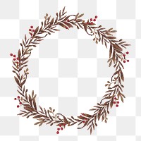 Christmas wreath frame png sticker, transparent background