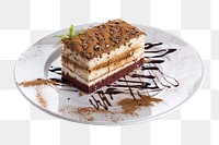 Chocolate cake slice png sticker, transparent background