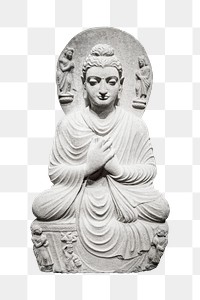 Gandhara sculpture png sticker, religious statue, transparent background 