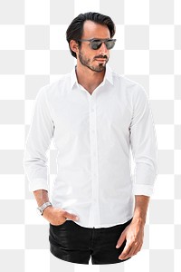 Handsome man png sticker, white shirt, transparent background