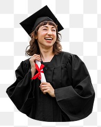 Png happy graduate celebrating sticker, transparent background