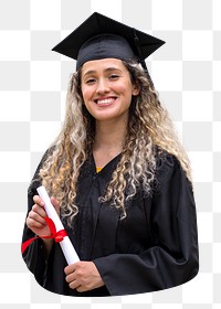 Png happy graduate celebrating sticker, transparent background