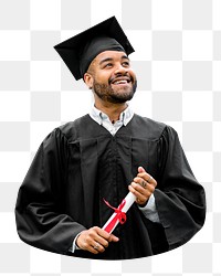 Png happy graduate celebrating sticker, transparent background