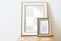 Wooden photo png frames mockup, transparent design