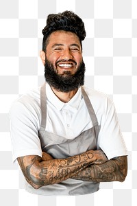 Png man in apron sticker, transparent background