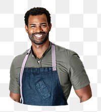 Png man in apron sticker, transparent background