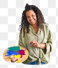 Female artist png sticker, transparent background