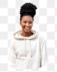 Png happy African-American woman sticker, transparent background