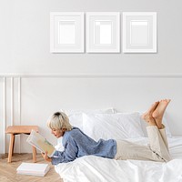 Bedroom photo frame png mockup, transparent design