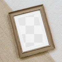 Wooden photo png frame mockup, transparent design