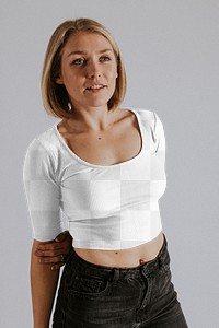 Women's top png transparent mockup, basic wear 