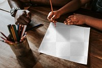 Paper png mockup, kids drawing activity, transparent design