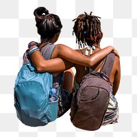 Female backpackers png sticker, transparent background