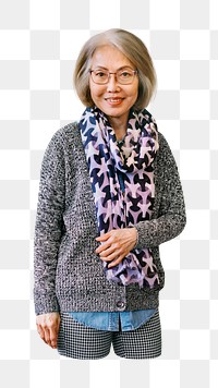 Png Asian senior woman sticker, transparent background