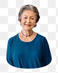 Png happy senior woman sticker, transparent background