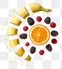 Chopped banana png sticker, mixed berries fruit, transparent background